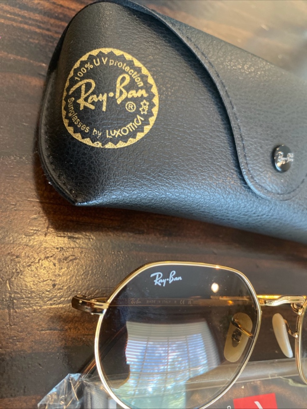 Ray-Ban Gold Frame Sunglasses with Brown Gradient Lenses - Picture 11 of 13
